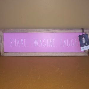 RAE DUNN WOOD SIGN SHARE. IMAGINE. LAUGH FOR THE GIRL ROOM